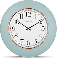 Aqua Large Round Wall Clock - Modern Battery-Operated Arabic Numerals Silent Quartz Clock - Measures 30cm Diameter