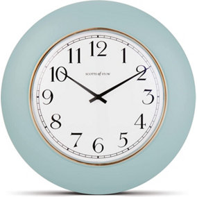 Aqua Large Round Wall Clock - Modern Battery-Operated Arabic Numerals Silent Quartz Clock - Measures 30cm Diameter