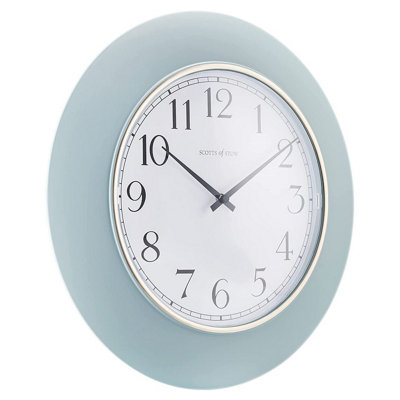 Aqua Large Round Wall Clock - Modern Battery-Operated Arabic Numerals ...