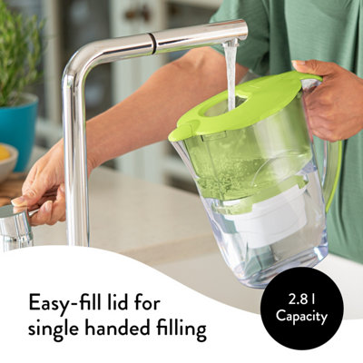 Aqua Optima Oria Water Filter Jug, 2.8L & 3 Evolve+ Filter (3 Month Pack) Green
