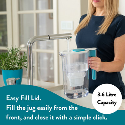 Aqua Optima Liscia Water Filter Jug & 3 x 30 Day Evolve+ Filter Cartridges,  2.5 Litre Capacity, for Reduction of Microplastics, Chlorine, Limescale