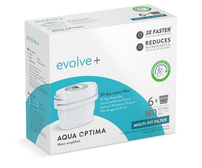 Aqua Optima Water Filter Evolve+ 6 pack (6 Months Supply), Brita Compatible