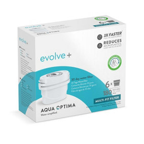 Aqua Optima Water Filter Evolve+ 6 pack (6 Months Supply), Brita Compatible