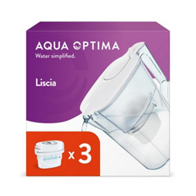 Aqua Optima Water Filter Jug Liscia 2.5L & 3 x Evolve+ Filters (3 Months Pack)