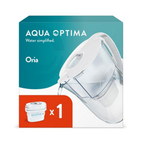 Aqua Optima Water Filter Jug Oria 2.8L & 1 Evolve+ Filter (1 Month Pack) White