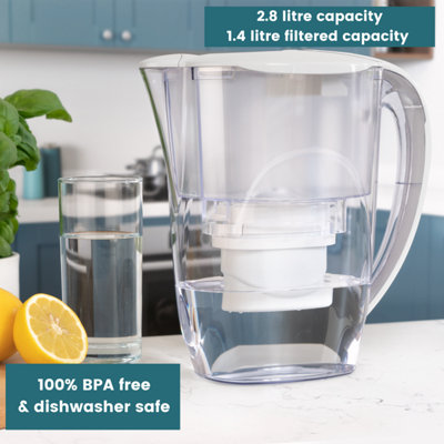 Aqua Optima Water Filter Jug Oria 2.8L & 1 Evolve+ Filter (1 Month Pack) White