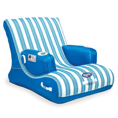 Aqua Oversized Pool & Patio Chair with Dual Cup Holders, Self-Draining ...