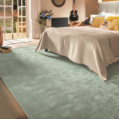 Aqua Plain Modern Rug Easy to clean Living Room and Bedroom120cm X