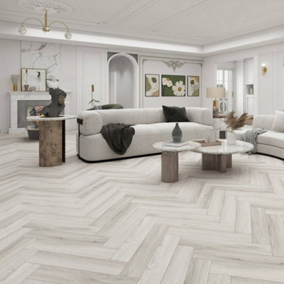 Aqua Plank Ravine Grey Herringbone SPC Click Vinyl Flooring (1.2m²)