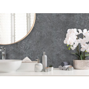 Aquabord PVC T&G 2x Shower Wall Panels Bundle - Grey Concrete - Offer includes 1 panel, 1 tube adhesive, and 1 edge trim