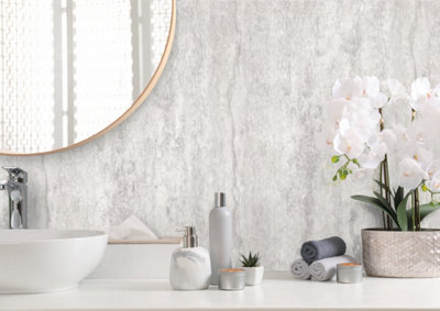 Aquabord PVC T&G 2x Shower Wall Panels Bundle - Travertine Grey - includes panels, trims, adhesive, sealant etc. Price Comparisons | Compare The Build