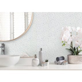 Aquabord PVC T&G 2x Shower Wall Panels Bundle - White Sparkle - includes panels, trims, adhesive, sealant etc.