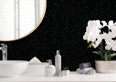 Aquabord PVC T&G Bathroom Wall Panels - Black Sparkle - Single Panel