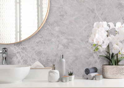 Aquabord PVC T&G Shower Wall Panels - Venato Grigio - Offer includes 1 panel, 1 tube adhesive, and 1 edge trim Price Comparisons | Compare The Build