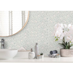 Aquaclad Bathroom Cladding -  White Sparkle 2.6m  - Offer includes panels, 1 adhesive & 1 edge trim