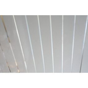 Aquaclad  White and Silver 2.6m Ceiling Panels - Offer includes fixing screws & 3 edge trim