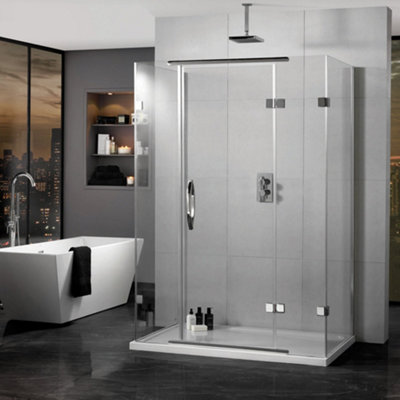 Aquadart AQ1030 Inline Frameless 3-Sided Hinged Shower Enclosure ...