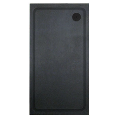 Aquadart Luxury Black Slate Effect Shower Tray - Black Waste - Rectangular - 1000 x 800mm