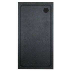 Aquadart Luxury Black Slate Effect Shower Tray - Black Waste - Rectangular - 1100 x 700mm