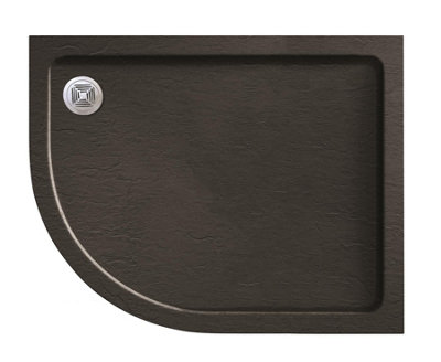 Aquadart Luxury Black Slate Effect Shower Tray - Chrome Waste - Offset Quad - LH - 1200 x 800mm Price Comparisons | Compare The Build