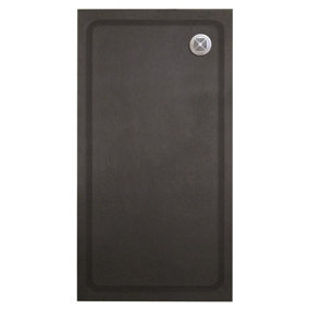 Aquadart Luxury Black Slate Effect Shower Tray - Chrome Waste - Rectangular - 1200 x 900mm