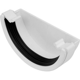 Aquaflow White Round Gutter External Stop End - PACK OF 5