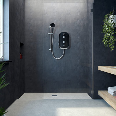 Aqualisa 8.5kw eMotion Midnight Black Electric Shower Digital Display ...