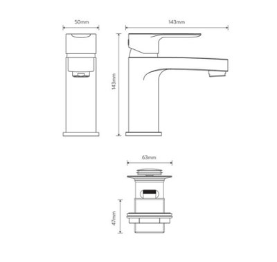 Aqualisa CT.LPT.CH Central Chrome Pillar Tap Large (Includes Click ...