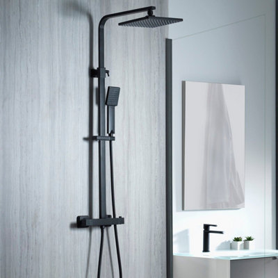Aqualisa Deco Thermostatic Mixer Shower Square Bar Valve Black DECO.SQR.SC.MB