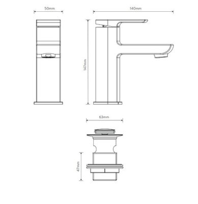 Aqualisa DT.LPT.CH Downtown Chrome Pillar Tap Large (Includes Click Clack Waste)