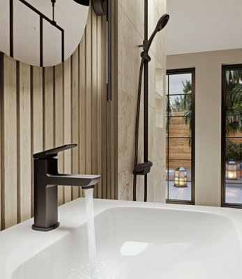Aqualisa DT.LPT.MB Downtown Matt Black Pillar Tap Large (Includes Click Clack Waste)