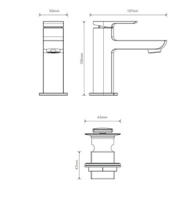 Aqualisa DT.SPT.MB Downtown Matt Black Pillar Tap Small (Includes Click Clack Waste)