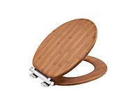 AQUALONA Bamboo Toilet Seat - MDF Wood with Soft Touch and One Button Quick Release