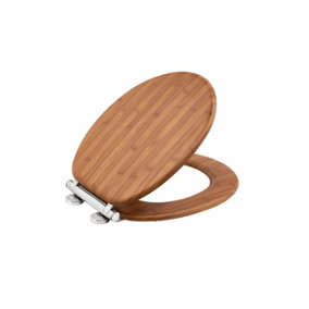 AQUALONA Bamboo Toilet Seat - MDF Wood with Soft Touch and One Button Quick Release
