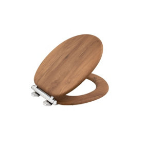 AQUALONA Driftwood Toilet Seat - MDF Wood with Slow Close and One Button Quick Release
