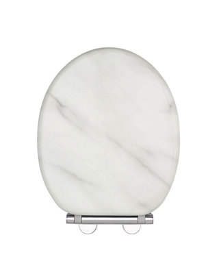 AQUALONA Marble Toilet Seat - MDF Wood with Slow Close and One Button Quick Release