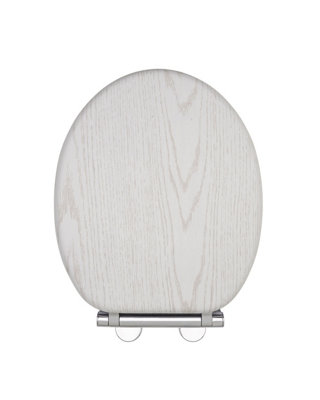 AQUALONA White Oak Effect Toilet Seat - MDF Wood with Soft Close and One Button Quick Release