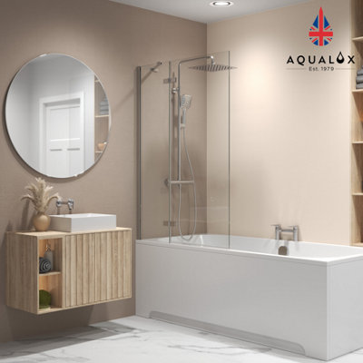 Aqualux 6mm 2-Pnl Hinged Bathscreen 1500x1000 Chrome Price Comparisons | Compare The Build