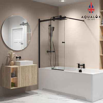 Aqualux 6mm 2-Pnl Slide Bathscreen 1500x1000 Matt Black Price Comparisons | Compare The Build