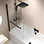 Aqualux 6mm Radius Bathscreen & Towel-Rail 1500x900 Matt Black