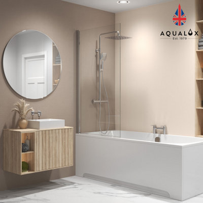 Aqualux 6mm Square Bathscreen 1500x900 Chrome