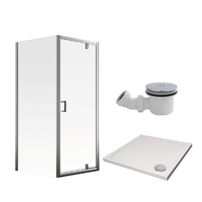 Aqualux Edge 8 KIT 8mm Pivot Door + Side Panel + Tray + Waste 800 x 800 x 2000mm