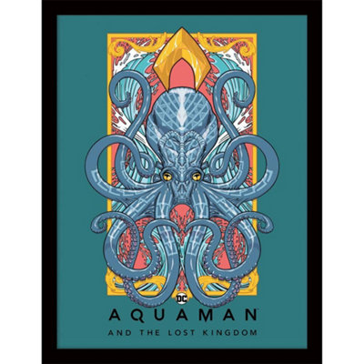 Aquaman And The Lost Kingdom Topo Framed Art Print Blue/Yellow/Black (40cm x 30cm)