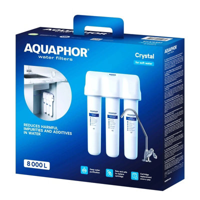 AQUAPHOR Crystal under-sink kitchen filter drinking system.