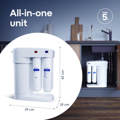 AQUAPHOR RO-101S Compact Reverse Osmosis Under Sink Water Filtration System. Removes viruses, bacteria, heavy metals.