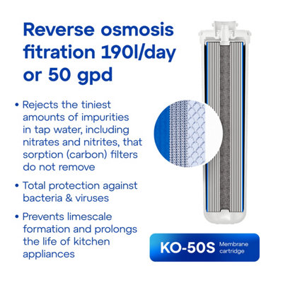 AQUAPHOR RO-101S Compact Reverse Osmosis Under Sink Water Filtration System. Removes viruses, bacteria, heavy metals.