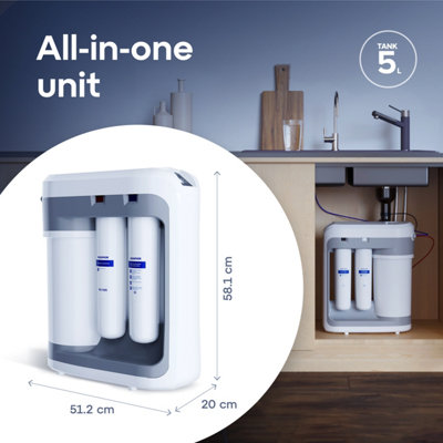 Aquaphor RO-202S Premium Reverse Osmosis Under Sink Drinking Water Filtration System, fully automatic.
