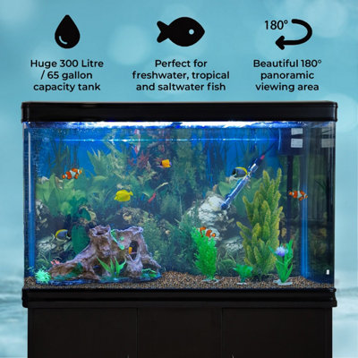 Aquarium Fish Tank & Cabinet with Complete Starter Kit - Black Tank ...
