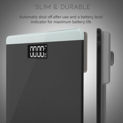 Aquarius 3 in 1 Digital Bathroom Weighing Scales with Step-On Technology, Space Grey