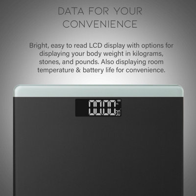 Aquarius 3 in 1 Digital Bathroom Weighing Scales with Step-On Technology, Space Grey